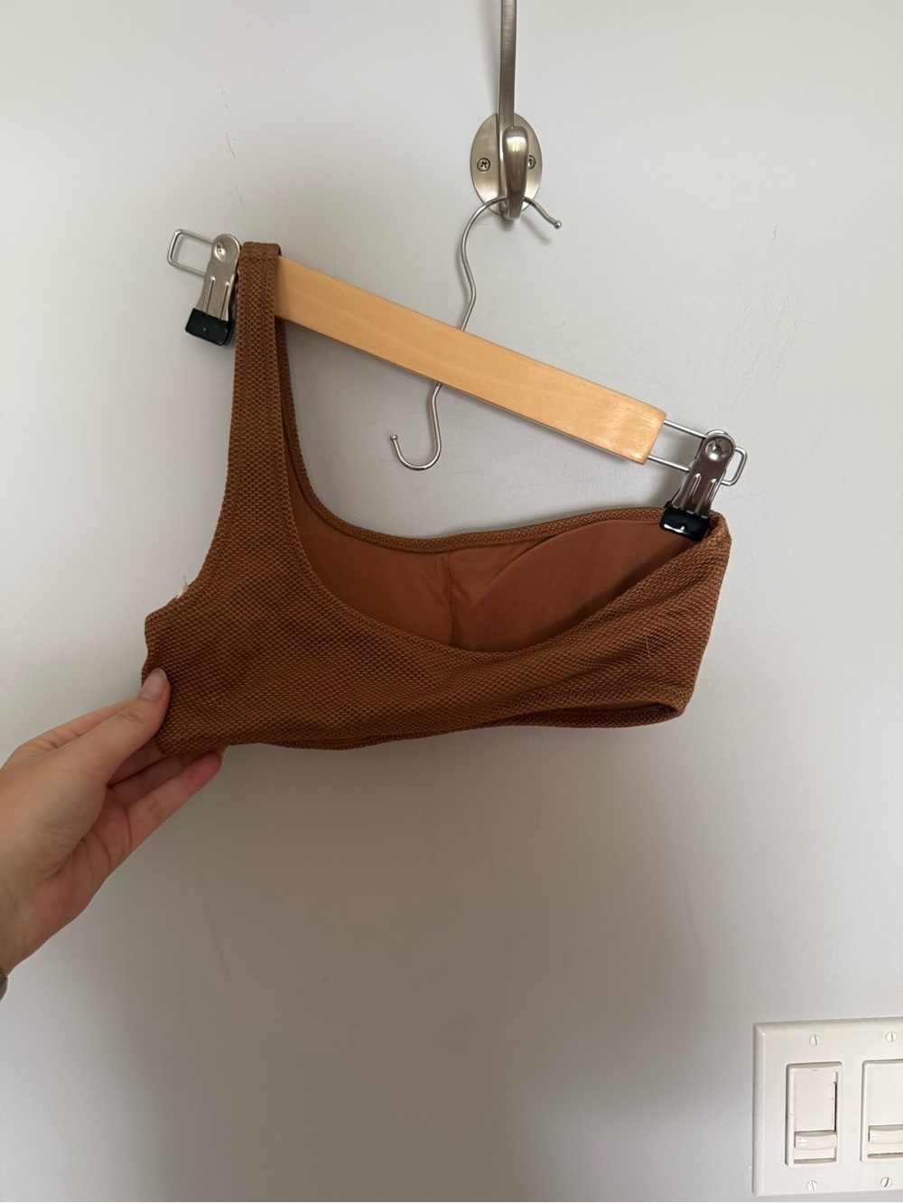 aerie Brown One-Shoulder Textured Bikini Set - Picture 3 of 7